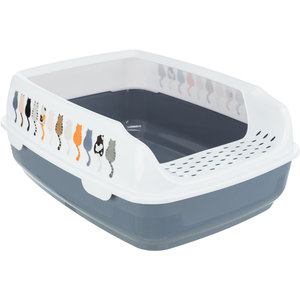 Bandeja para Arenero Delio 38x20x50 cm Gris Blanco con Borde, Diseño Higiénico para Gatos - Product Image 1