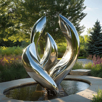 BLVE décoration de jardin extérieur Style moderne métal Art miroir poli circulaire en acier inoxydable fontaine Sculpture