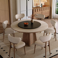 Table à manger ronde de haute qualité pour la maison, table à manger en bois 6 places avec plateau en pierre, table à manger moderne nordique luxueuse