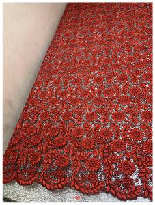 ผ้าลูกไม้โทเคย์ ผ้าลูกไม้แอฟริกัน ผ้าลูกไม้ตาข่ายลายดอกไม้สุดหรู ผ้าอาโซเอบีสีน้ำเงินกรมท่า - Product Image 2