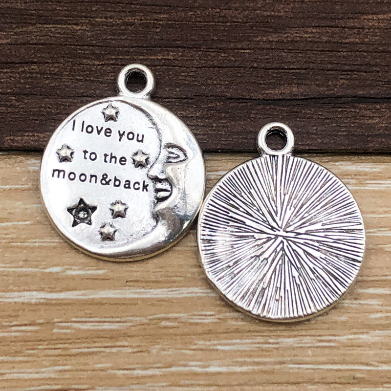 Une lune antique en argent, je t'aime, 22*27mm, 3,7g, 10896g.