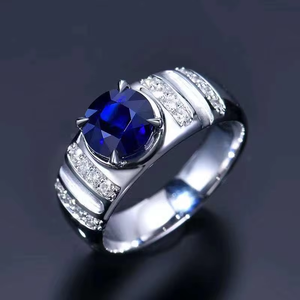 SGARIT Bijoux fins, pierres précieuses naturelles du Sri Lanka, bijoux en or 18 carats, saphir royal naturel de 2,03 ct, bague pour homme avec certificat AIGS - Product Image 3