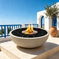 Cheminée extérieure au bioéthanol VALSE en acier inoxydable moderne avec fonctions de chauffage et décoratives pour les salles à manger et les espaces de vie extérieurs