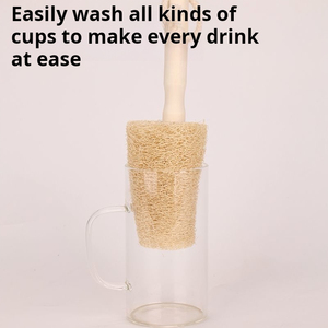Natural Loofah Pulp Portable Wood Handle <b>Bottle</b> Cleaning <b>Brush</b> Easy to Use Household Appliance - Product Image 2