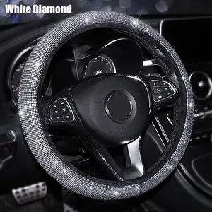 Nuevo cristal Rhinestone rojo blanco rosa diamantes mujeres coche Interior coche <span class=keywords><strong>volante</strong></span> <span class=keywords><strong>cubre</strong></span> Universal para la mayoría de los modelos - Product Image 5