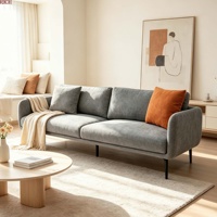 Canapé 3 places moderne et minimaliste en tissu avec coussins amovibles pour appartement, hôtel, auberge, décoration intérieure