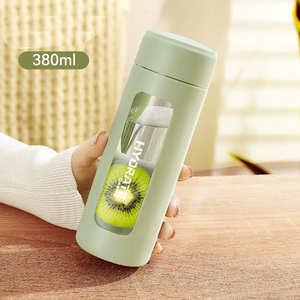 Bouteille d'eau en verre borosilicate haute qualité couleur personnalisée avec infuseur à thé, anti-fuite, 380 ml, design minimaliste pour les sports <span class=keywords><strong>de</strong></span> plein air - Product Image 5