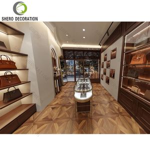 ตู้โชว์กระเป๋าไม้สไตล์วินเทจสำหรับตกแต่งร้านกระเป๋าไฮเอนด์ - Product Image 4