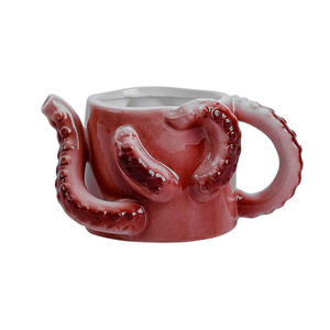 Taza de Cerámica con Diseño de Pulpo Rojo, Estilo Caricatura, con Asa, para Fiestas y Eventos, Taza Individual - Product Image 1