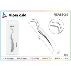 แหนบสแตนเลสคุณภาพสูงสำหรับต่อขนตา ปลายแหลมเฉียง พร้อมด้ามจับพลาสติก อุปกรณ์เสริมความงาม - Product Image 1