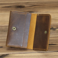 Couche supérieure du fabricant 1070 étui en cuir accordéon pour hommes bouton porte-carte en cuir de vachette pour banque de crédit porte-monnaie conducteur