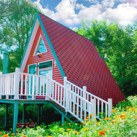 Kit de maison triangulaire moderne en A, cabane en bois préfabriquée étanche pour extension de chambre d'hôtes dans les jardins d'hôtels et complexes hôteliers.
