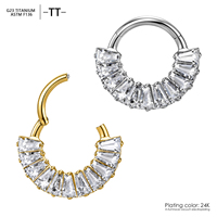 Anneau de nez en titane G23 de qualité implantaire ASTM F136 avec zircon, piercing corporel, clicker pour septum nasal, bijoux de mode pour le corps