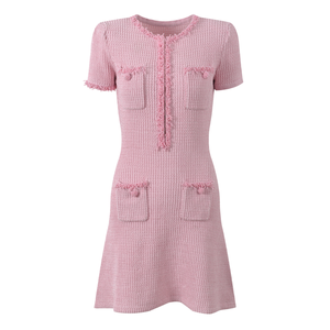 Elegante abito a trapezio da donna di alta qualità manica corta Casual maglia estiva <span class=keywords><strong>in</strong></span> vita naturale tinta tinta - Product Image 1