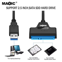 Kabel Adaptor Konverter USB 3.0 ke SATA 7+15pin OEM 20CM untuk Hard Disk, Konektor USB SATA, Mendukung SSD HDD Hard Disk 2.5 Inci