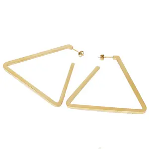 Hot Sales Metal Star Rectangular Geometric Plated 18K Gold Simple Exaggerated Bar Stainless Steel Triangle Hoop Earrings