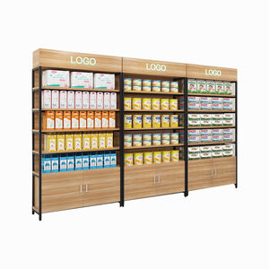 מותאם אישית בנוי מסגרת פלדה חנות מכולת תצוגה עם לוח אחורית שטוח מעץ לוח תצוגה מדפים סופרמרקט - Product Image 5