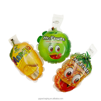 Sachet en plastique personnalisé en forme de fruit pour jus, sac d'emballage alimentaire de qualité alimentaire avec impression en gravure