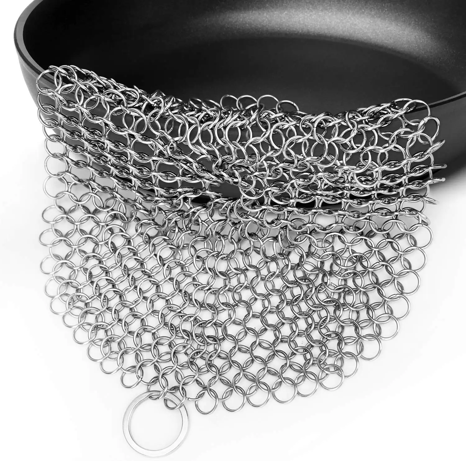 316 נירוסטה קטן טבעת מרותך Chainmail Scrubber יצוק ברזל מנקה