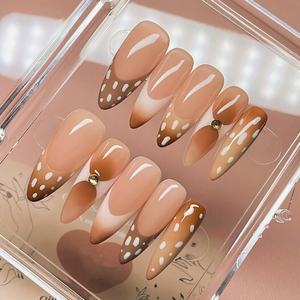 Faux ongles en acrylique réutilisables faits à la main, carrés, élégants, couleurs mélangées, design français élégant <span class=keywords><strong>pour</strong></span> l'art des ongles à presser, salon - Product Image 2