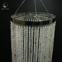 Lustre en cristal moderne de plafond perlé acrylique suspendu au plafond de grand long plafond personnalisé fournitures de décoration de mariage plafonniers