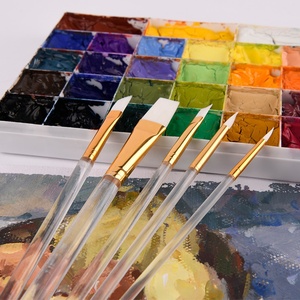 Transparent High Quality Artist Paint Brushes Set for Acrylic Oil Watercolor Fan Brush with Plastic Handle - Product Image 6