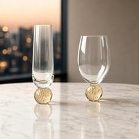 Verre à vin en cristal jaune clair Raymond, base en forme de bulle, tulipe, 540 ml, gobelet pressé à la main, cadeau