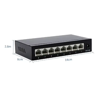 Switch Ethernet Rápido de 8 Puertos 10/100Mbps, Switch de Red de Escritorio con Carcasa Metálica No Administrado, con Adaptador de Corriente Externo, Plug-and-Play
