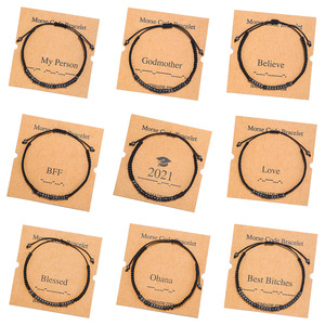 Pulsera tejida a mano para parejas, brazalete con cuentas de Piedra de hierro negra, pulsera creativa de código Morse para mujer - Product Image 3