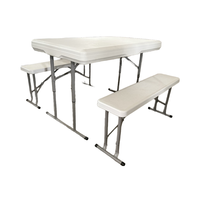 Fabrication spéciale de dessus de table à manger de pique-nique pliant en plastique HDPE blanc moulage par soufflage léger acier OEM populaire pour l'extérieur
