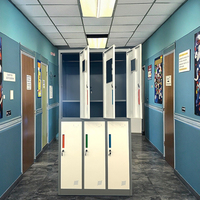 Armoire à serrure à clé en acier à 6 portes pour casier sportif de gymnastique des employés avec portes à fermeture automatique-Écologique