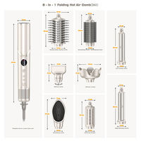 Sèche-cheveux professionnel 8-en-1 en céramique ionique 1400W avec fonctions de lissage et de bouclage, moteur DC, 3 vitesses, personnalisable OEM/ODM