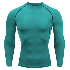 Camiseta Deportiva Personalizada para Hombre, Manga Corta, Compresión Slim, para Gimnasio, Diseño Sólido, Tejido de Secado Rápido, Protección UV - Product Image 2