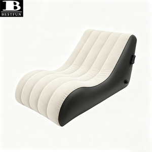 Canapé-lit gonflable confortable en forme de S, chaise longue gonflable portable en PVC floqué pour la maison, le balcon, le salon - Product Image 6