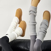 Nouveau produit 2026 : Couvre-jambes pour femme, type chaussette, au-dessus du genou, en tricot épais, respirant, en polyester, chauffe-jambes thermiques pour l'hiver