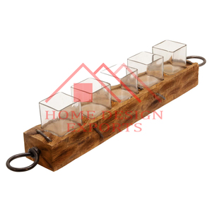 Portavelas de madera hecho a mano de alta calidad para decoración de boda, portavelas con votivo de vidrio para centro de mesa - Product Image 4