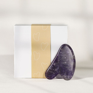 Outil de massage Gua Sha en pierre d'améthyste anti-âge, pierre précieuse, outil de soin du visage, rouleau de jade - Product Image 3