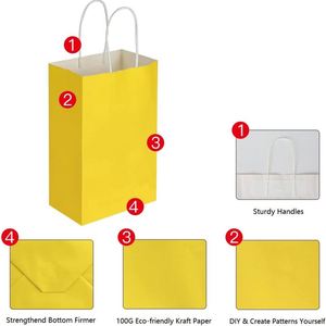 <b>Small</b> Kraft Bags with Handles Paper Birthday Wedding Party Grocery Retail Shopping Business Craft <b>Gift</b> Heavy Duty Paper Bag - Product Image 6