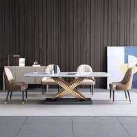 Ensemble de table à manger buffet 6 ou 8 places, table en pierre frittée directement de l'usine, mobilier de luxe léger pour la salle à manger à domicile