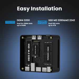 Mini-ordinateur de jeu GenMachine AMD Ryzen 3 4300U, 4 cœurs, DDR4, SSD, Mini <span class=keywords><strong>PC</strong></span>, Wifi 6, BT 5.2, Windows 11, 3 écrans, 2 HD, 2 USB 3.0, pour entreprise - Product Image 4