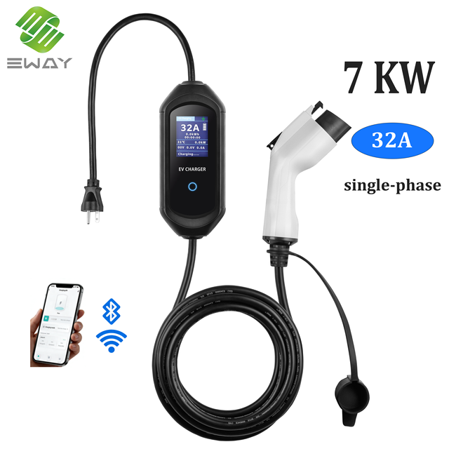 New for 7kW EV Charger with 2.8-inch LCD Display for IP65 5M Cable 18-Month Warranty for Home Use