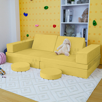 Sofá Modular Convertible de Franela para Dormitorio, Sala de Estar o Sala de Juegos, Muebles para Niños Pequeños, Sofá de Piso Suave para Niños
