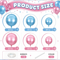 Ballon en feuille métallique bleu rose géant de 22 pouces, 4D, rond, pour les décorations de fête d'anniversaire, de mariage, de baby shower