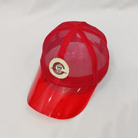 Casquette de camionneur en maille intégrale avec bord rouge néon en PVC transparent, pare-soleil personnalisé, respirante, été, snapback, casquette de baseball