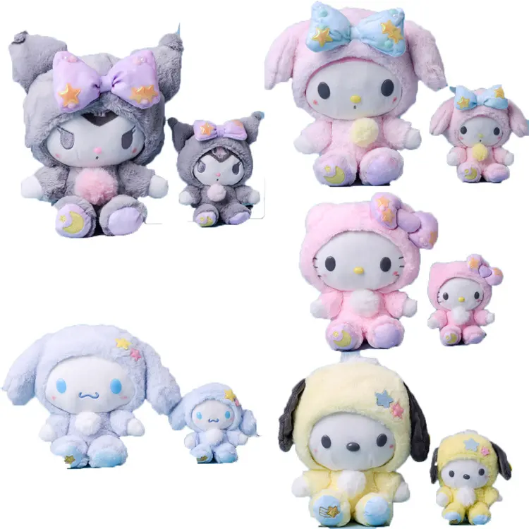 Grosir boneka binatang bayi mainan anak-anak mewah Sanrio My Melody Kuromi boneka lembut mainan mewah Sanrio