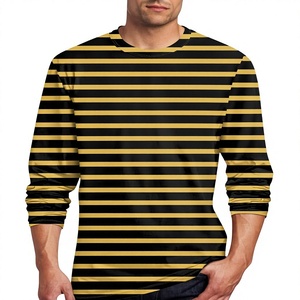OEM Factory Direct Sale 100% Cotton <b>Men's</b> Casual Cotton Spandex <b>Striped</b> Crewneck <b>Long</b>-<b>Sleeve</b> T-Shirt Basic Tee Fall <b>Tops</b> Clothes - Product Image 5