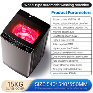 Lavadora Automática <span class=keywords><strong>de</strong></span> 10 kg, Ahorro <span class=keywords><strong>de</strong></span> Energía, Silenciosa, con Luz Azul para Bacteriostasis y Secado al Aire, para Uso Doméstico, en Autos y Hoteles - Product Image 5