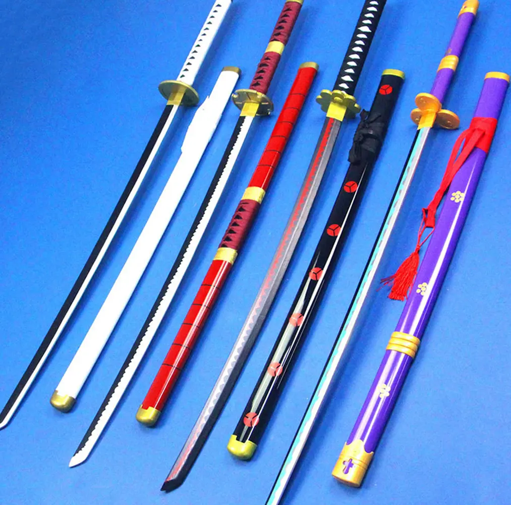 Sıcak satış 104 CM ahşap bambu kılıç oyuncak japon animesi Katana tek parça Zuro Cosplay 3 kılıç için 14 +