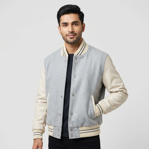Blouson universitaire en toile à col montant en laine 2025 – Respirant, patchwork, style Letterman, pour l'école, le collège, l'université, le baseball - Product Image 1