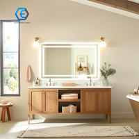 Miroir rectangulaire de salle de bain LED anti-buée en verre intelligent à écran tactile